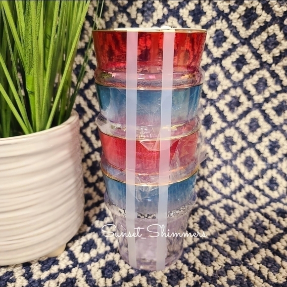 8 Nautica Outdoor Indoor Acrylic Gold Rimmed 4th of July Patriotic Drink Glasses - Picture 2 of 8